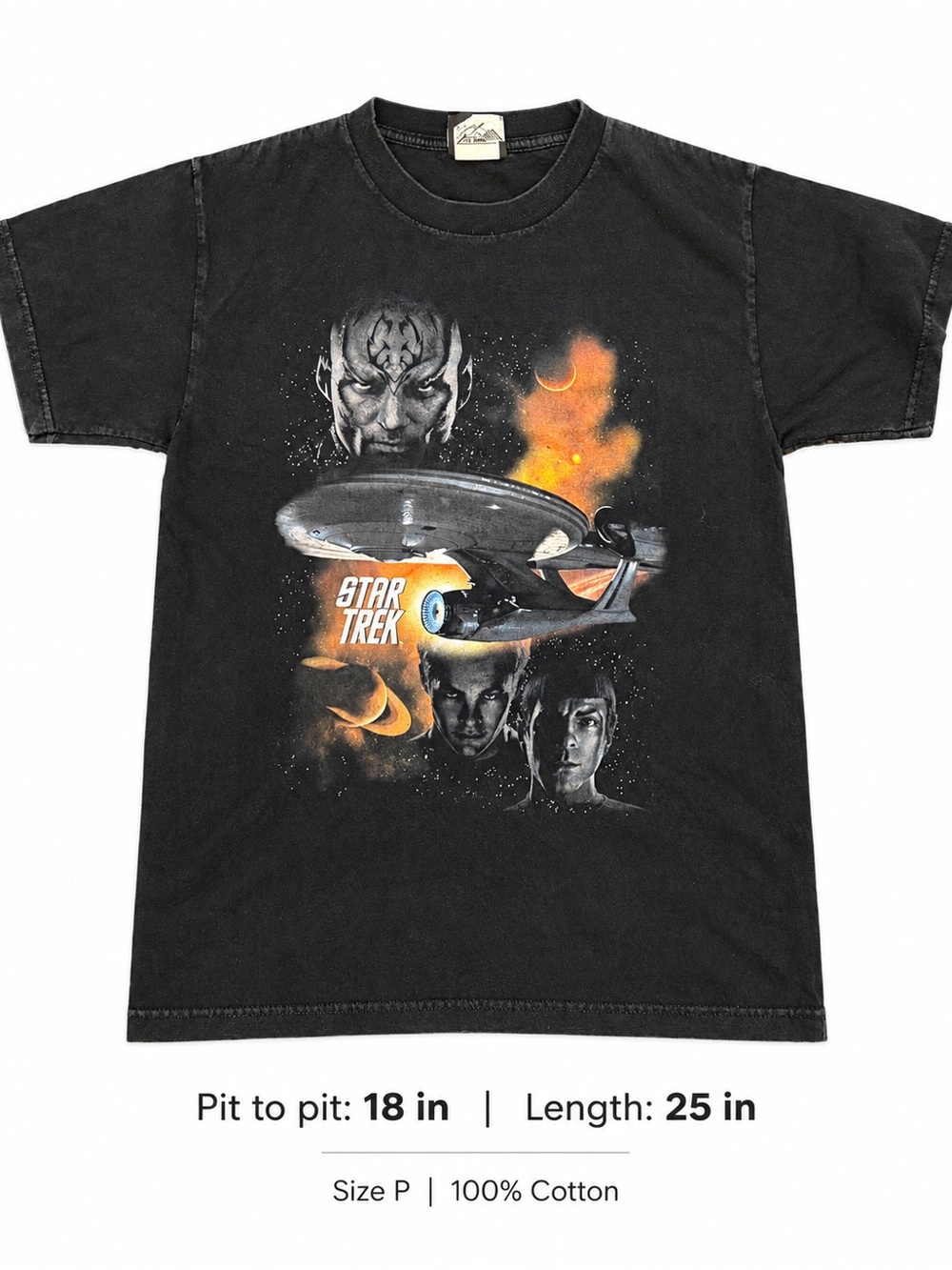 2009 Star Trek Enterprise Character Graphic T-Shirt Black Small Alstyle